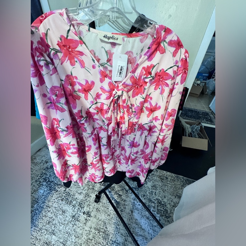 Hapitas Pink Floral Blouse for Women